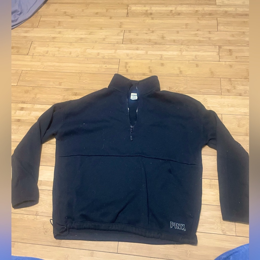 Pink Victoria's Secret 1/4 zip pullover, S, Black, like new